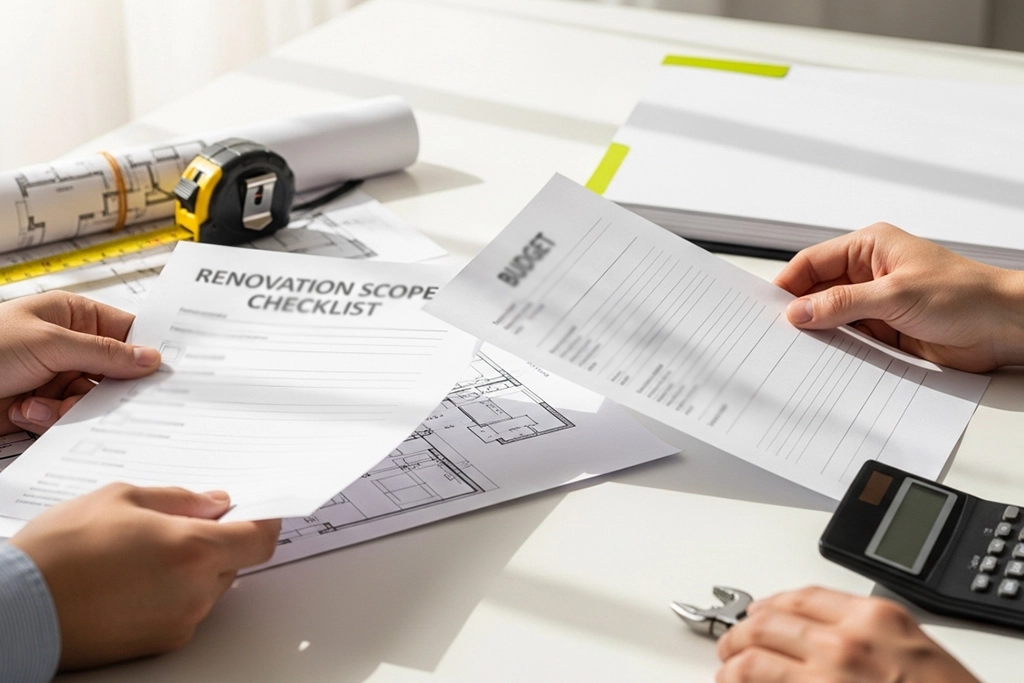 Renovation plans and budget reviewed for a Brewers Hill value-add project.